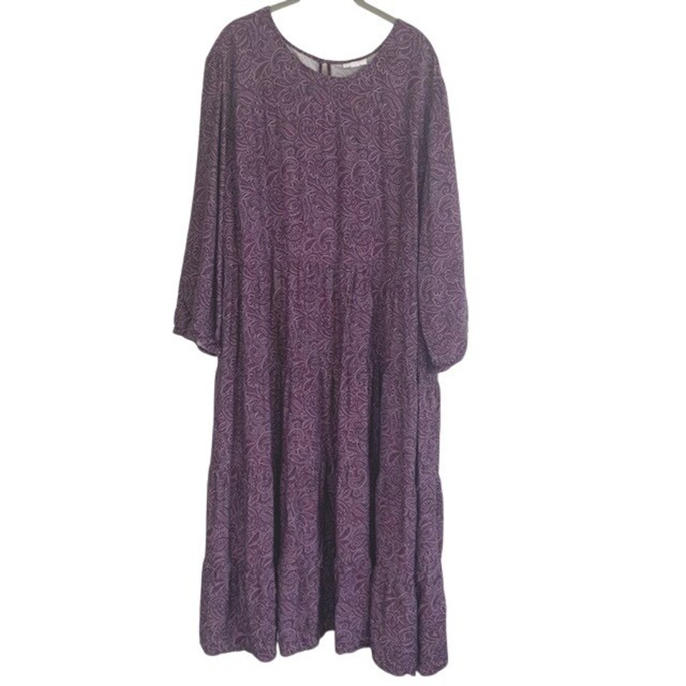 J Jill 3X Lagenlook Paisley Tiered Dress Ecovero Viscose Art Teacher Boho Chic